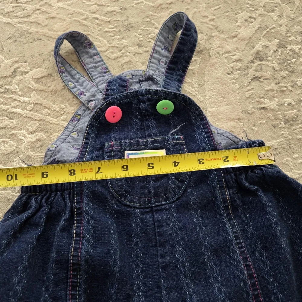 Vintage 1990s OshKosh B'Gosh Dark Blue Denim Neon Button Overalls